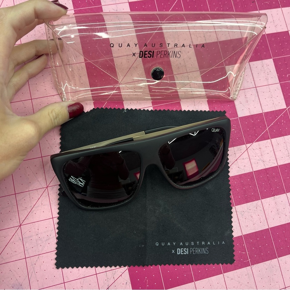 Quay Australia x Desi Perkins Black Gold Sunglasses with Case